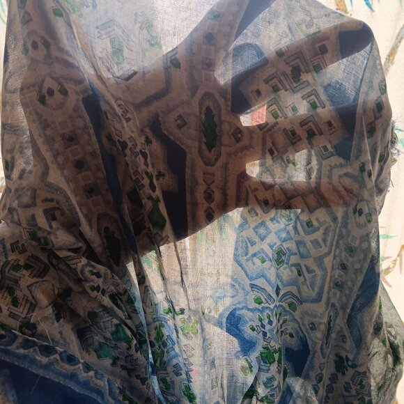 sz 10 Vintage 1960's Sheer Berkshire Geometric Print House Dress w/Belt B-Tween - Picture 10 of 15